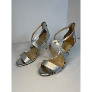 Imagine Vince‎ Camuto Pascal Sandals Metallic Silver Strappy Stiletto Size 8.5